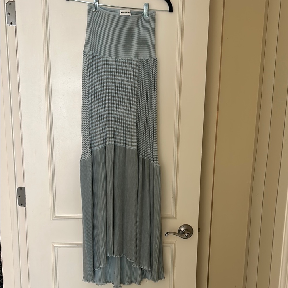 Sonia Rykiel Elegant Blue ribbed Maxi Skirt size XL bodycon